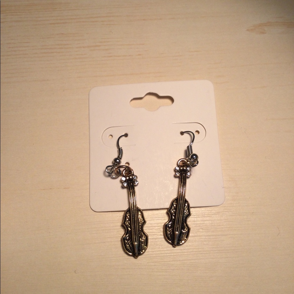 Violin Earrings with Gems